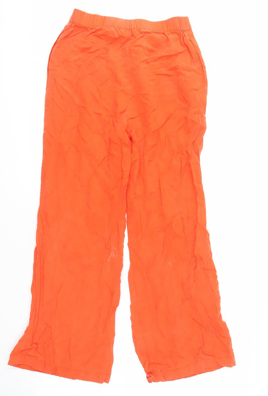 Selected Femme Women's Orange Wide-Leg Trousers, Size 8