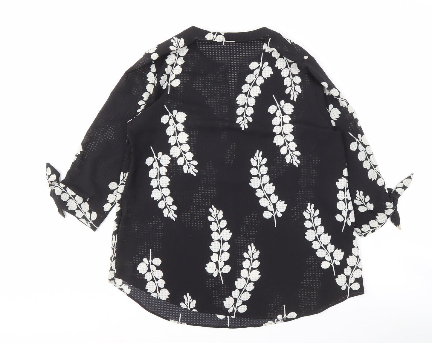 Debenhams Women's Black Floral V-Neck Blouse Size 14