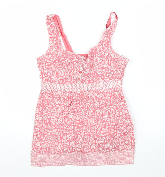 Fat Face Women's Pink Floral Cotton Camisole Tank 10