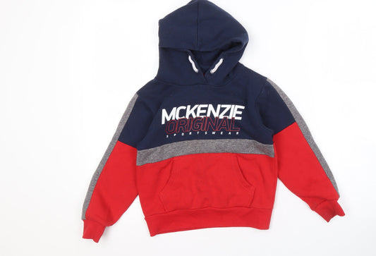 McKenzie Boys Colourblock Hoodie 5-6 Years - Blue/Red/Grey