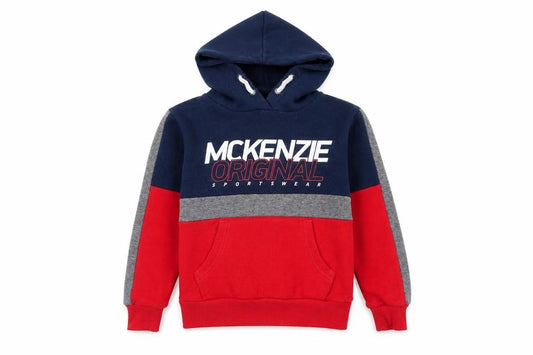 McKenzie Boys Colourblock Hoodie 5-6 Years - Blue/Red/Grey