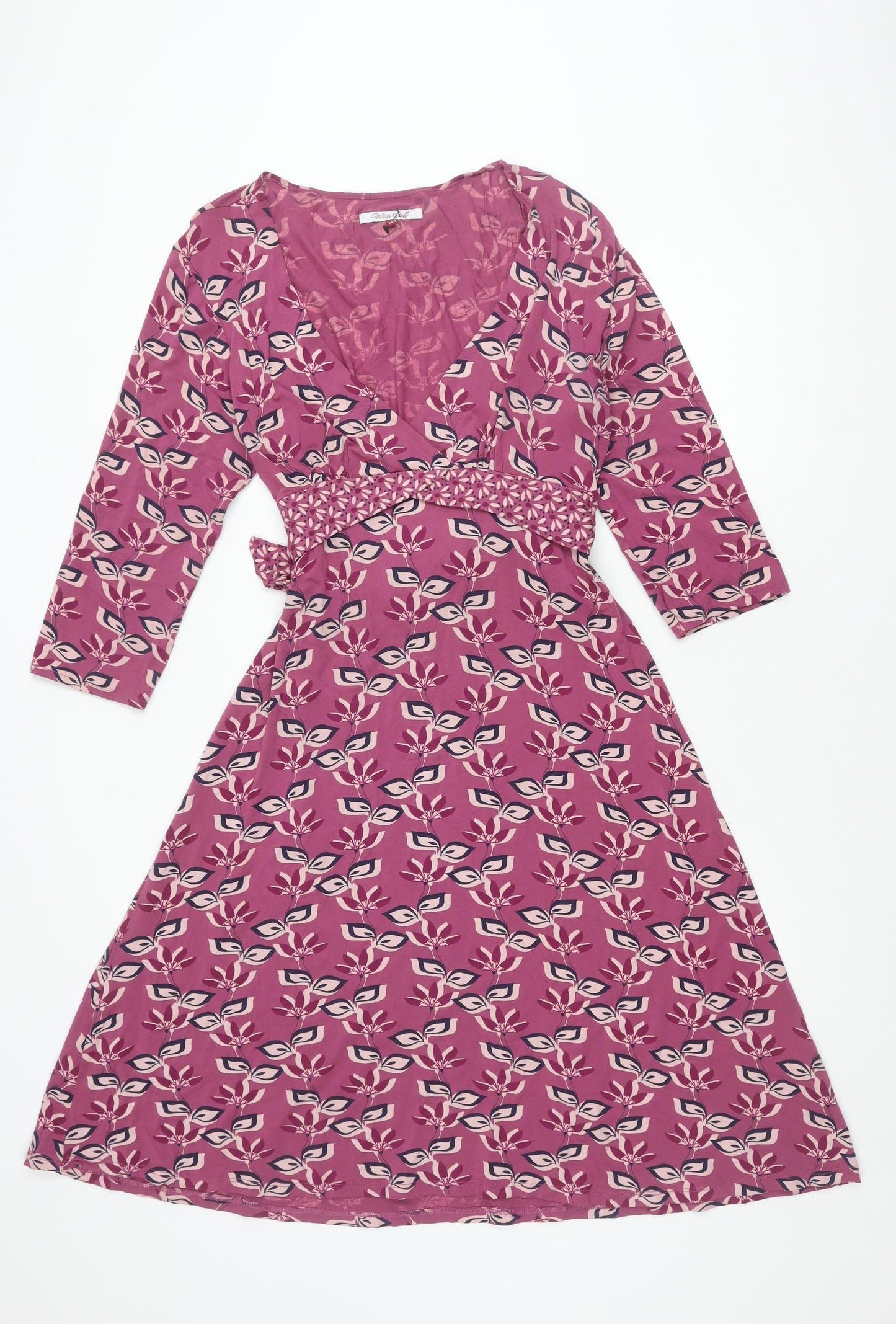White Stuff Women's Multicoloured Floral Wrap Dress Size 14