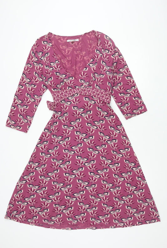 White Stuff Women's Multicoloured Floral Wrap Dress Size 14