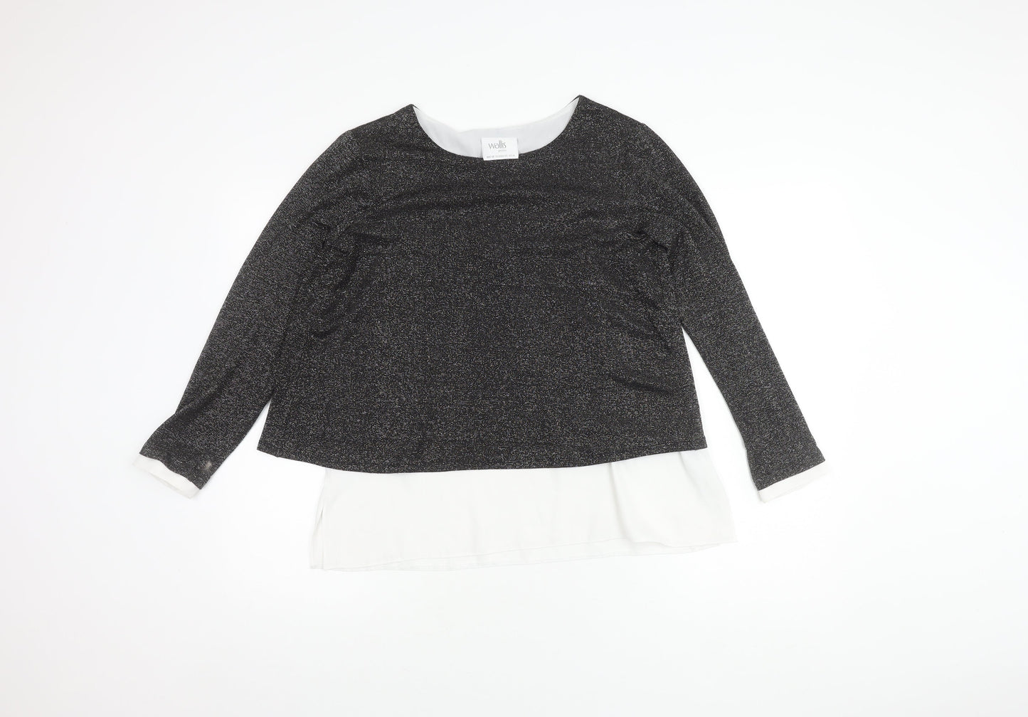 Wallis Petite Black Long Sleeve Top UK 12