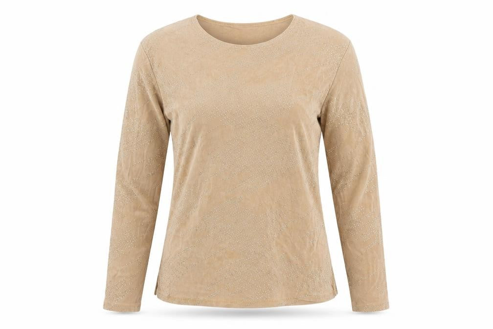 Wallis Women's Beige Glitter Long Sleeve T-Shirt
