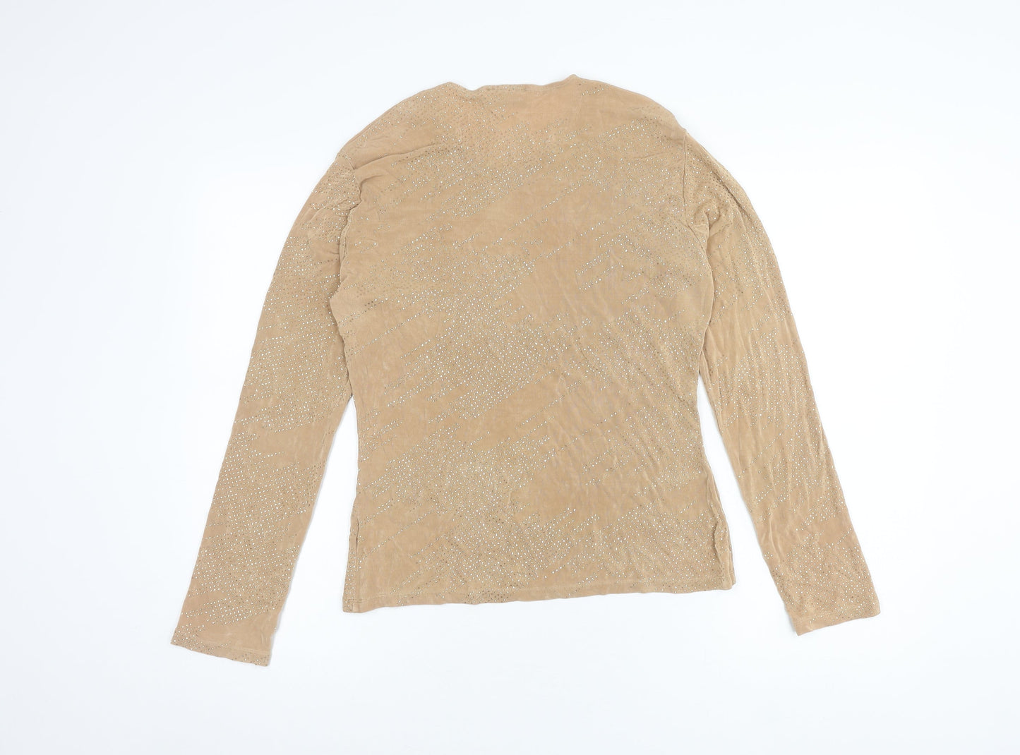Wallis Women's Beige Glitter Long Sleeve T-Shirt