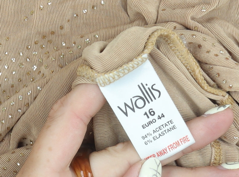 Wallis Women's Beige Glitter Long Sleeve T-Shirt