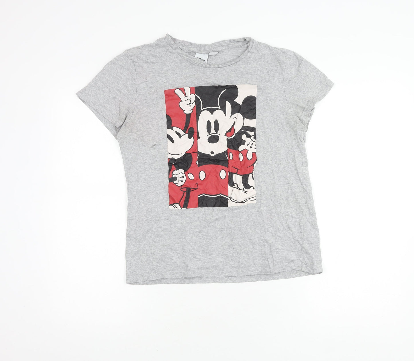 Disney Women's Grey Mickey T-Shirt, Size S, Casual Style