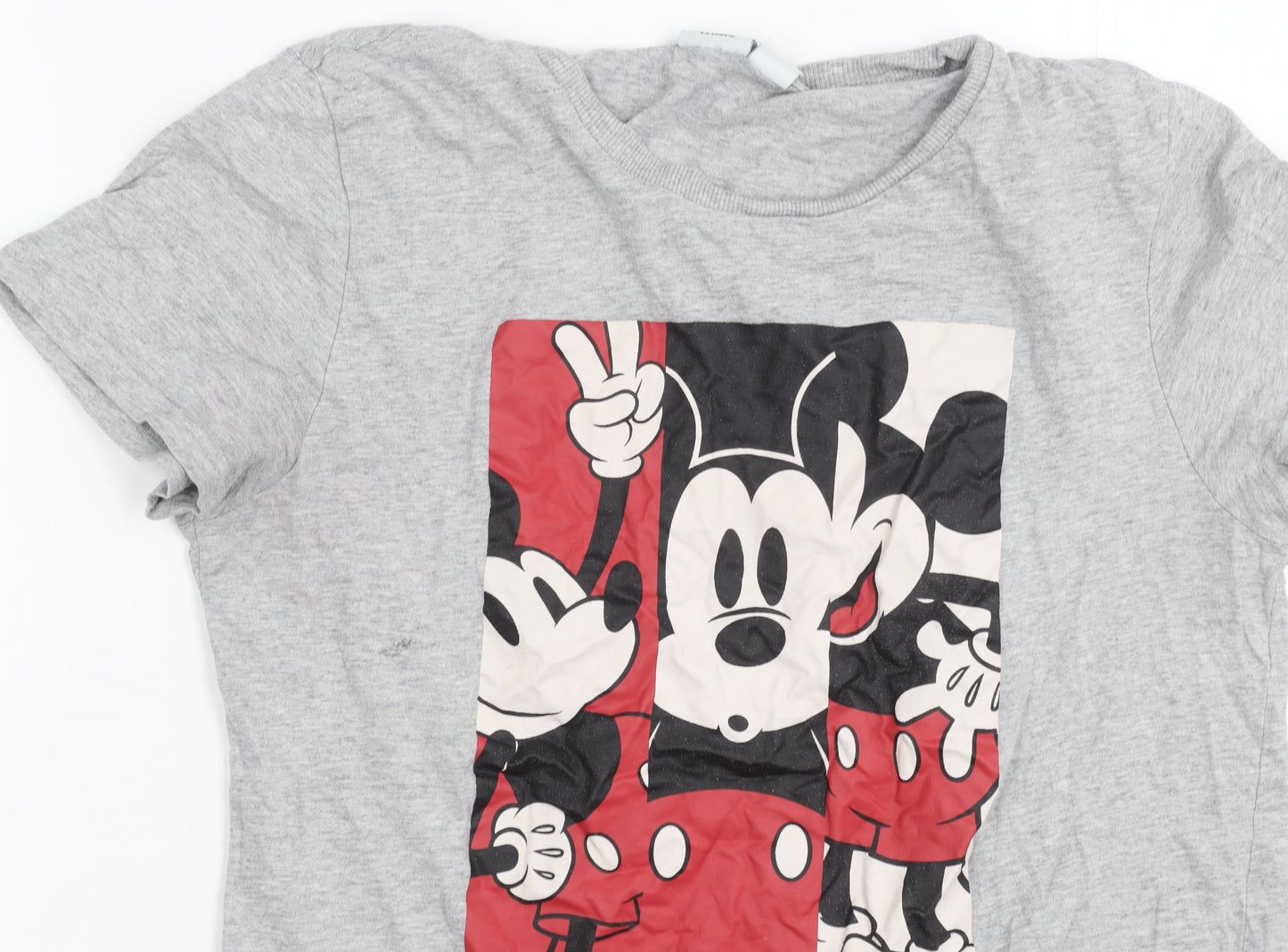 Disney Women's Grey Mickey T-Shirt, Size S, Casual Style