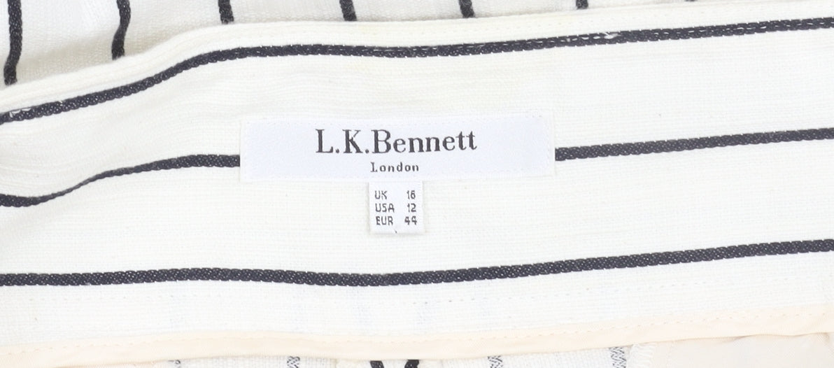 L.K. Bennett Women’s White Striped Trousers UK 16