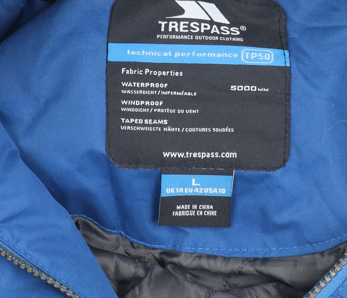 Trespass Men's Blue Parka Coat L Waterproof