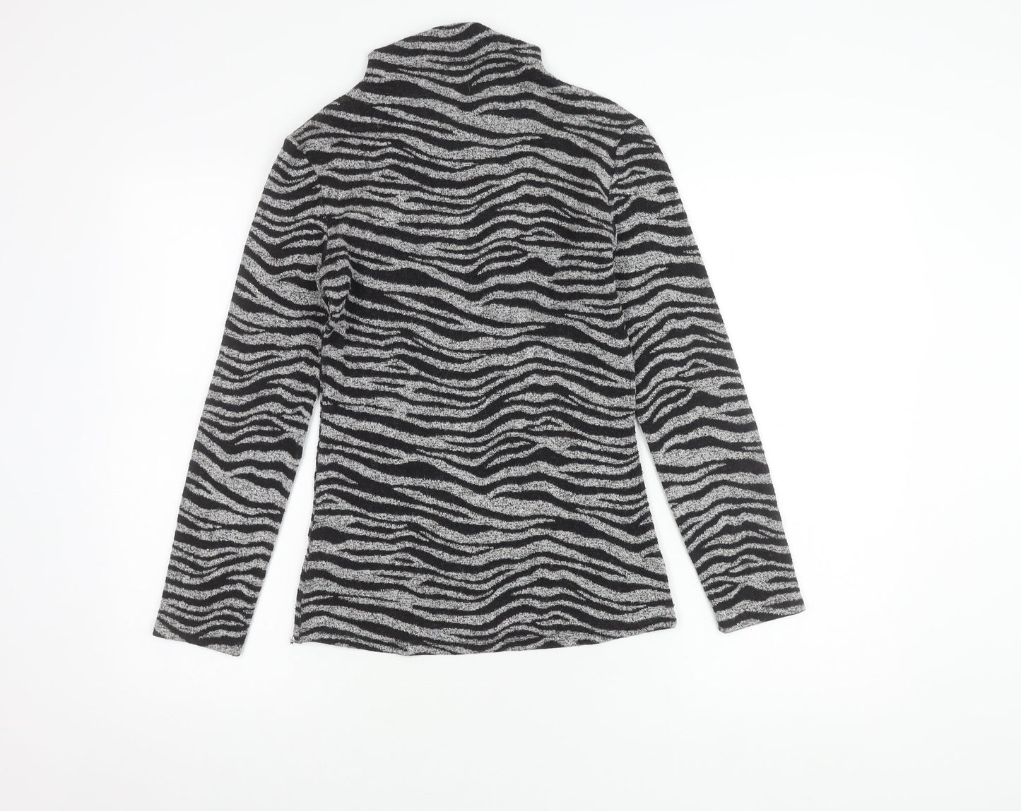 Oasis Women's Grey High Neck Animal Print Jumper XS
