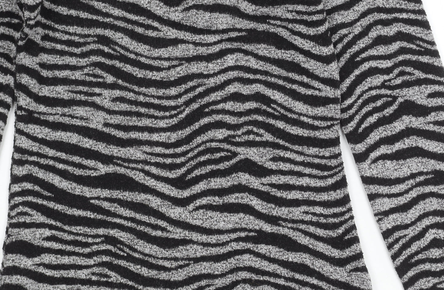 Oasis Women's Grey High Neck Animal Print Jumper XS