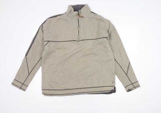 Fat Face Men's Beige 1/4 Zip Sweatshirt M