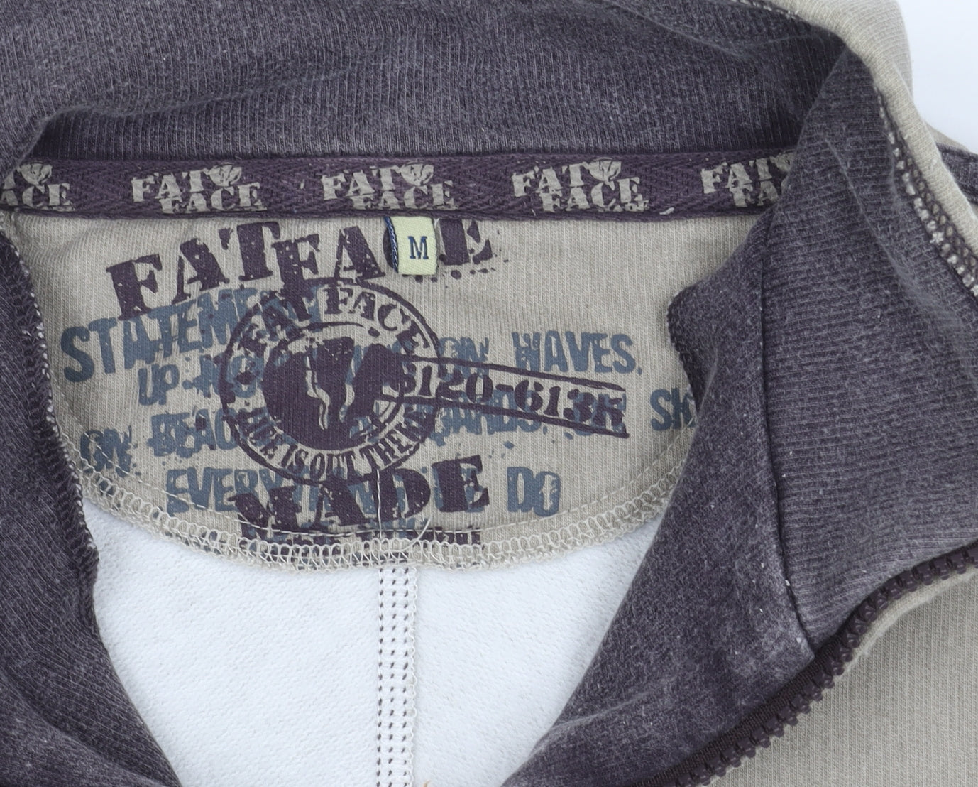 Fat Face Men's Beige 1/4 Zip Sweatshirt M
