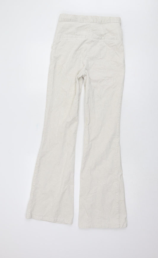 H&M Women Ivory Corduroy Flared Trousers 2XS