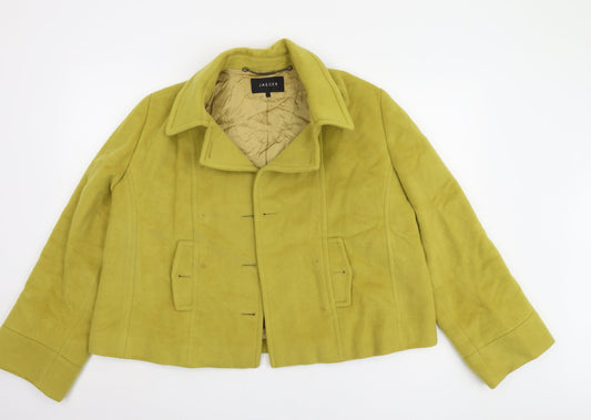 Jaeger Women's Green Cropped Jacket Size 16