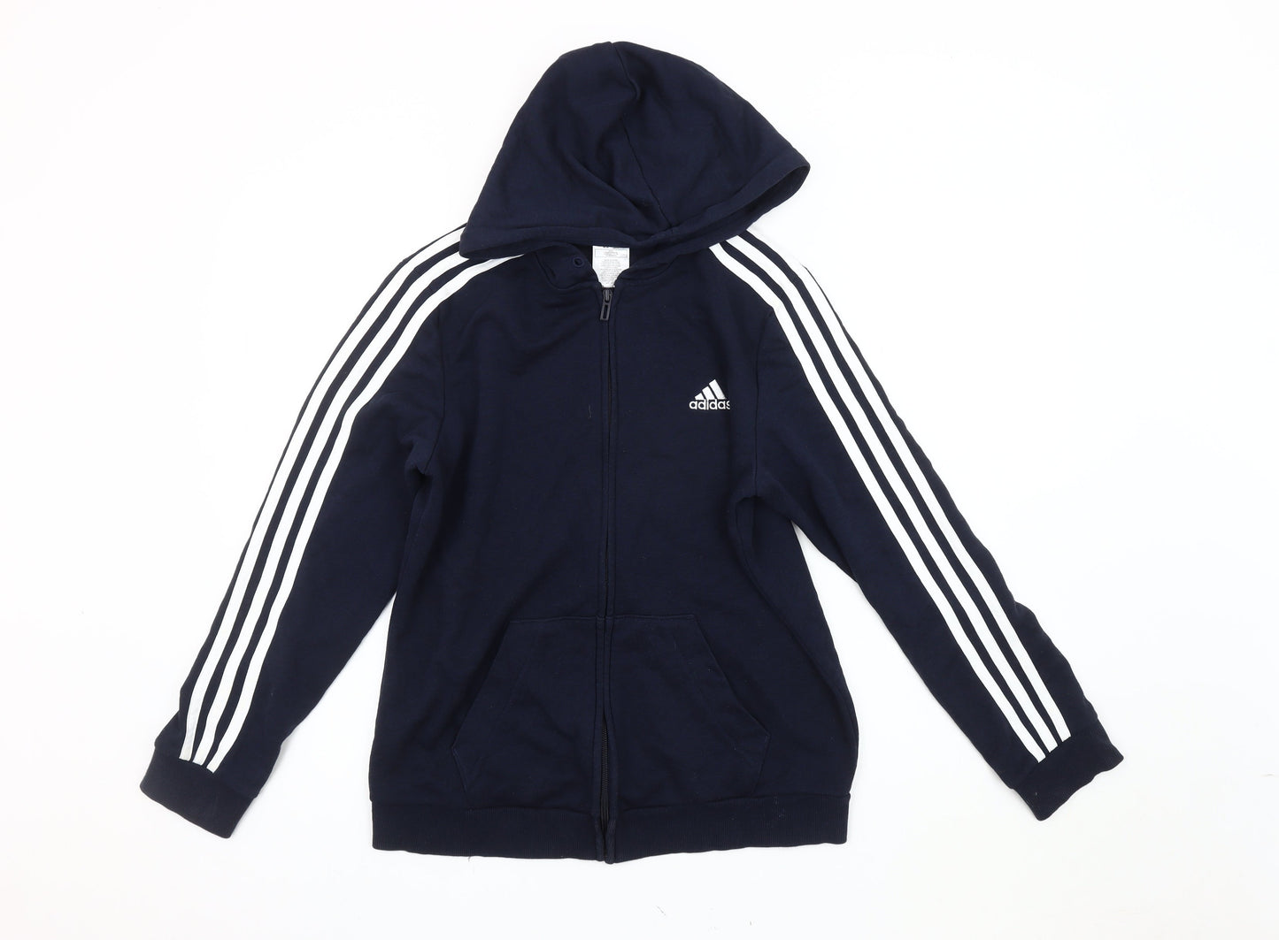 Adidas Unisex Blue Hooded Zip Jacket M