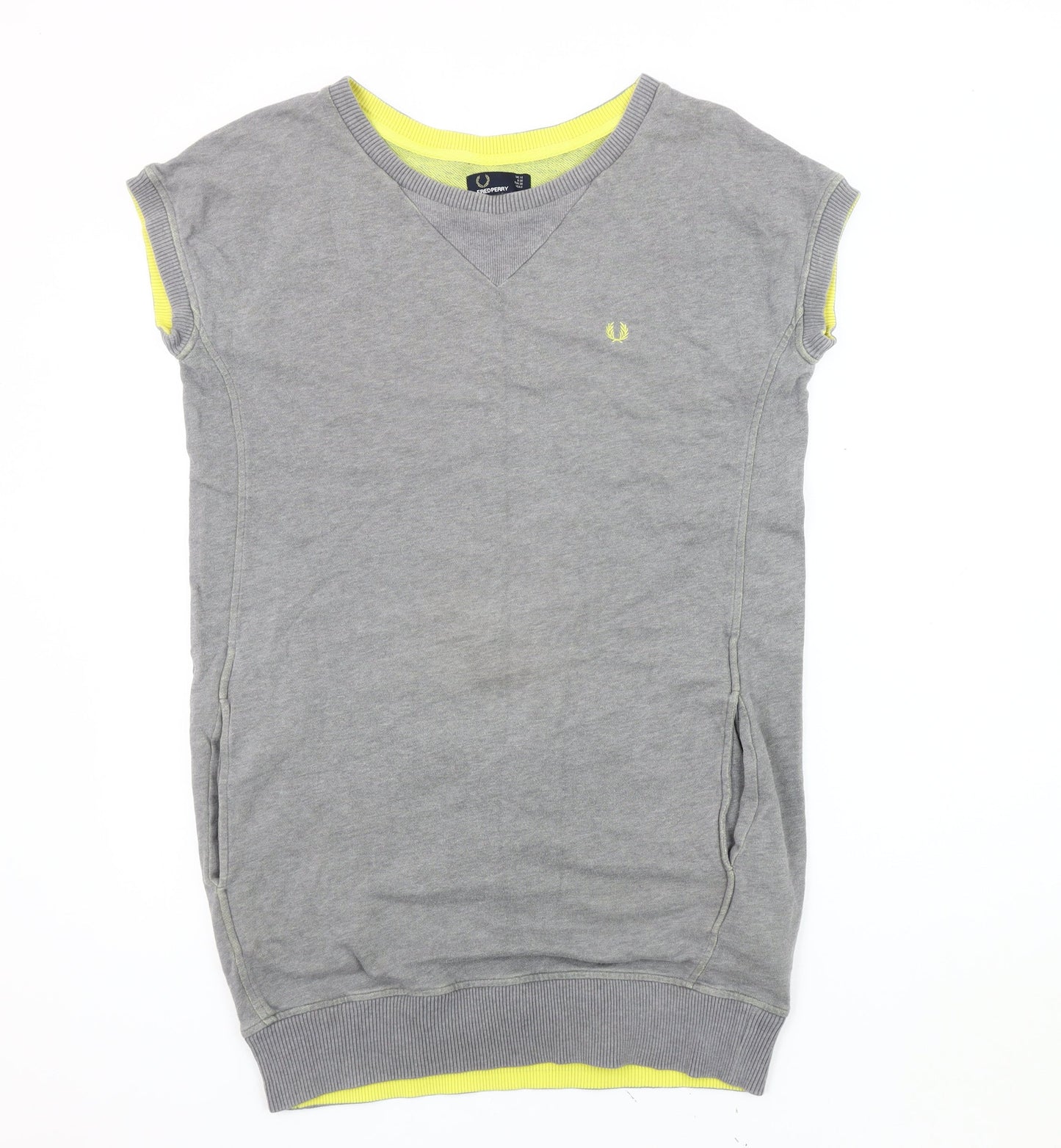 Fred Perry Women's Grey Sleeveless V-Neck Tunic Size 10
