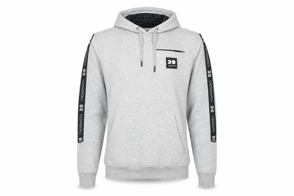 Mens UK M Regular Crosshatch Grey Pullover Hoodie