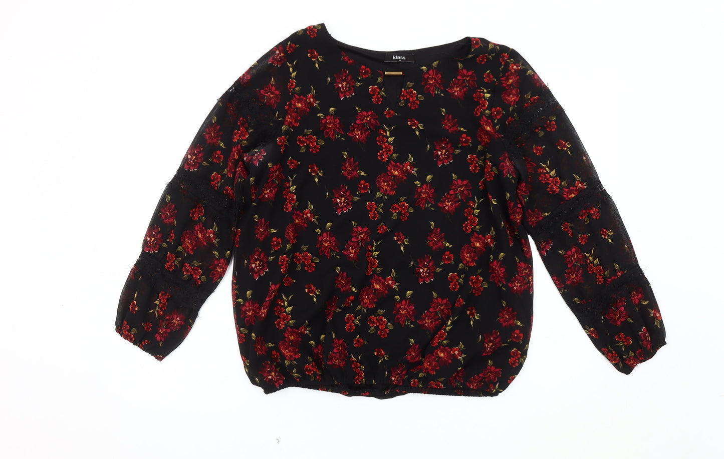 Womens UK Size 12 Klass Black Polyester Blouse