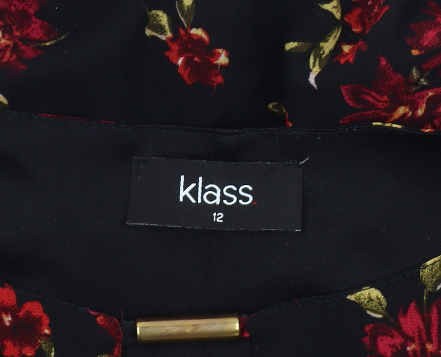 Womens UK Size 12 Klass Black Polyester Blouse