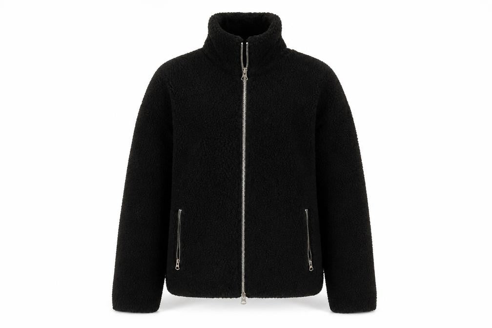Front view of ASOS Women's Black Fleece Jacket XS Relaxed Fit
