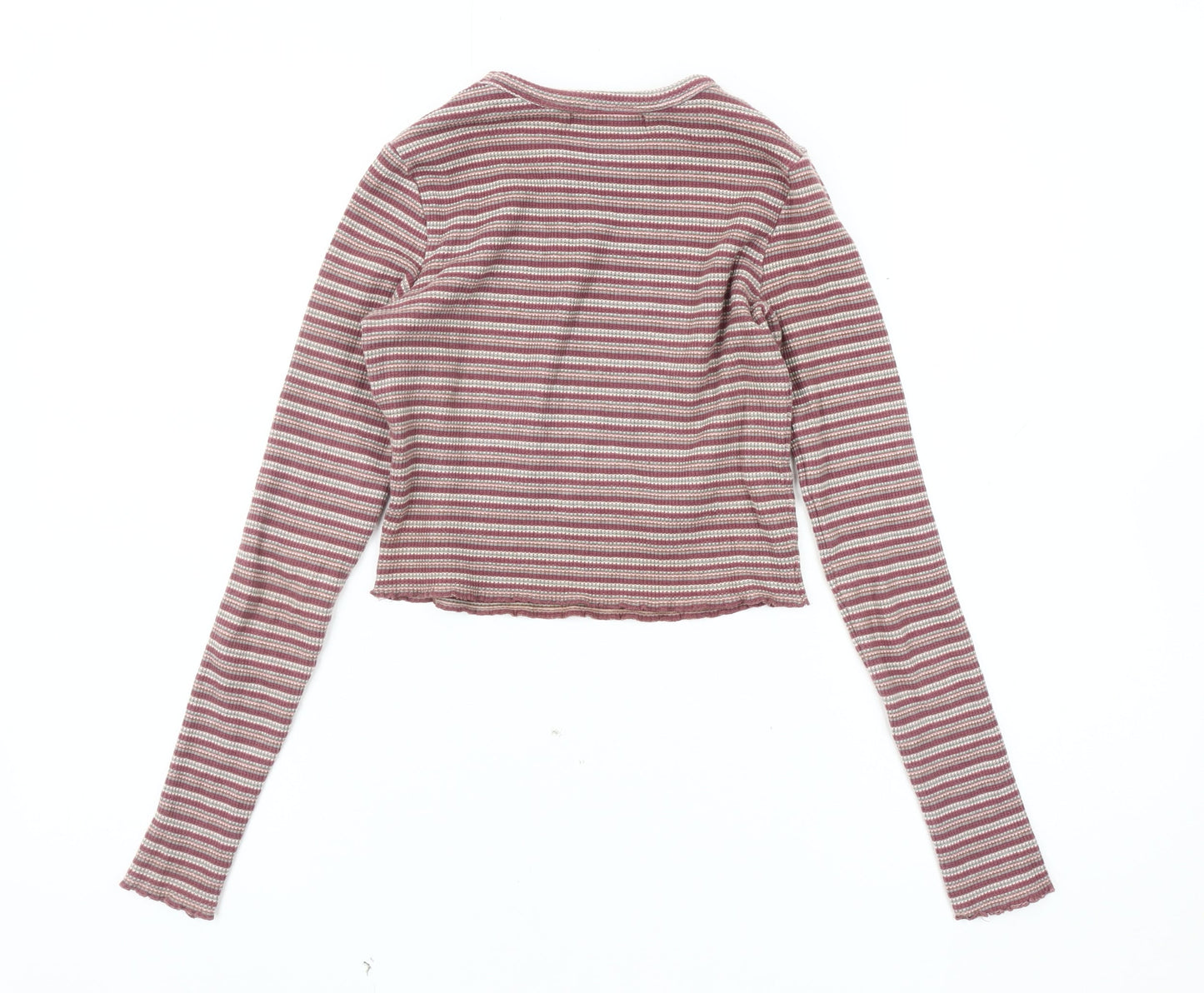 Pull & Bear Women's Multicoloured Striped Cropped Knit Top