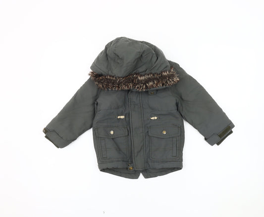 Marks and Spencer Boys Green Parka 2-3 Years Hooded Coat