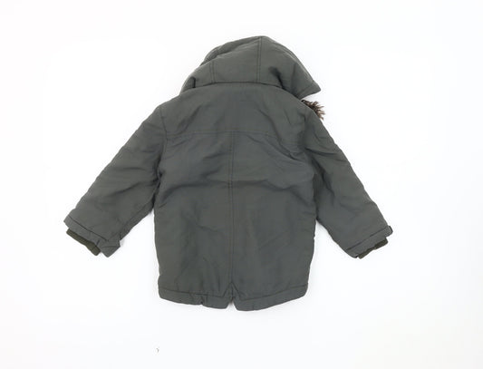 Marks and Spencer Boys Green Parka 2-3 Years Hooded Coat