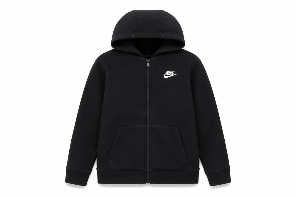Nike Boys Black Full Zip Hoodie - Size L, Logo Accent