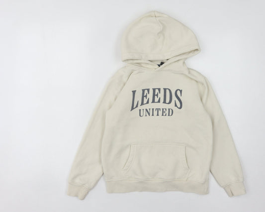 Leeds United Boys Beige Pullover Hoodie 9-10 Years
