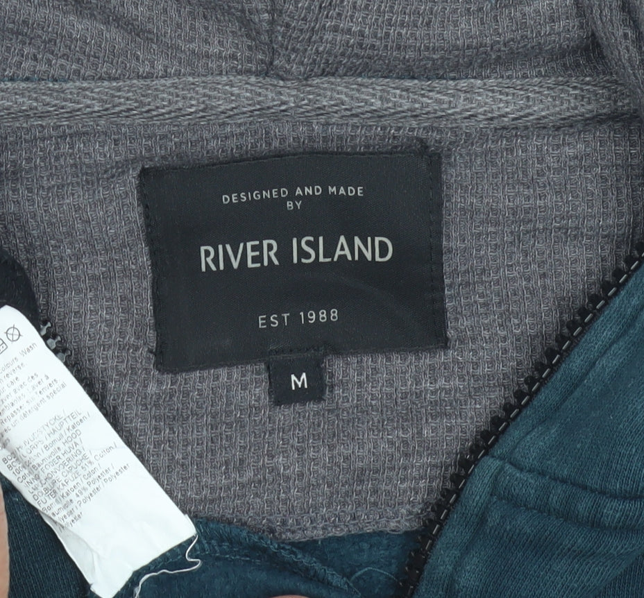 River Island Men's Blue Full Zip Hoodie, M