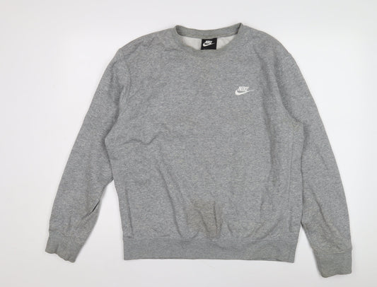 Nike Men's Grey Pullover Sweatshirt M - Logo Crew Neck