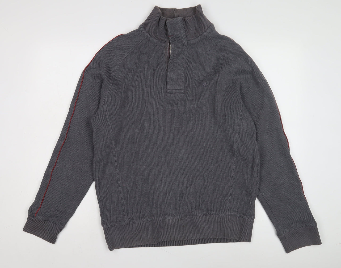 Fat Face Men's Grey Henley Sweatshirt - Size M, Mock Neck