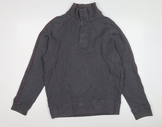Fat Face Men's Grey Henley Sweatshirt - Size M, Mock Neck