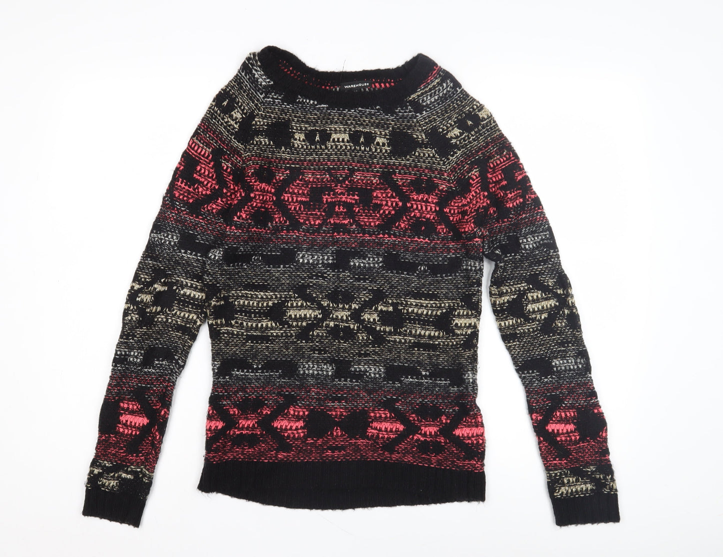 Warehouse Women's Multicoloured Geometric Jumper Size 8