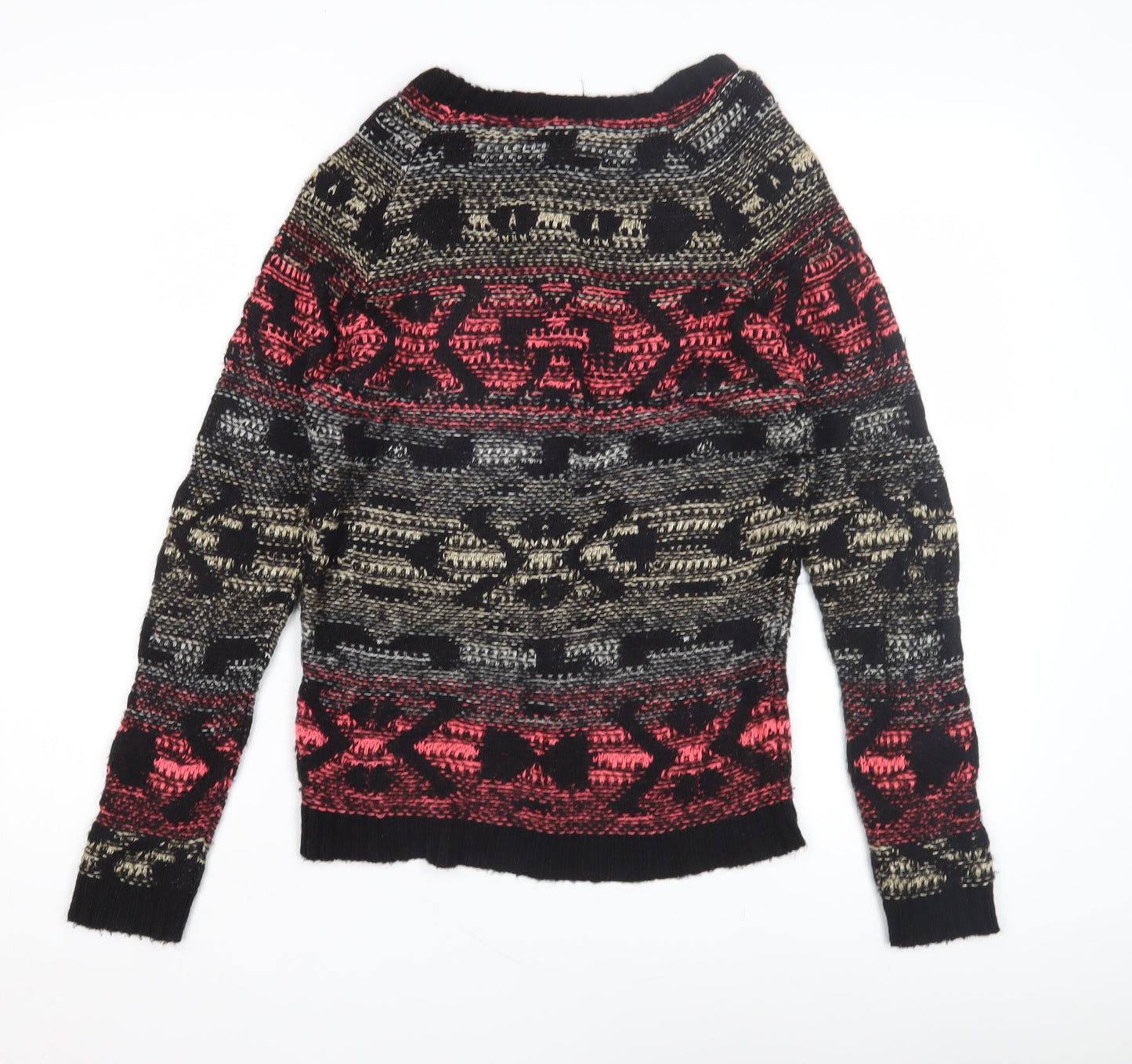 Warehouse Women's Multicoloured Geometric Jumper Size 8