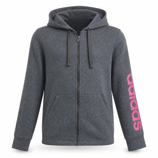 Adidas Girls Grey Full Zip Hoodie - Size 7 Years