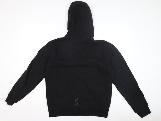 Emporio Armani Men's Black Full Zip Hoodie, Logo Accent
