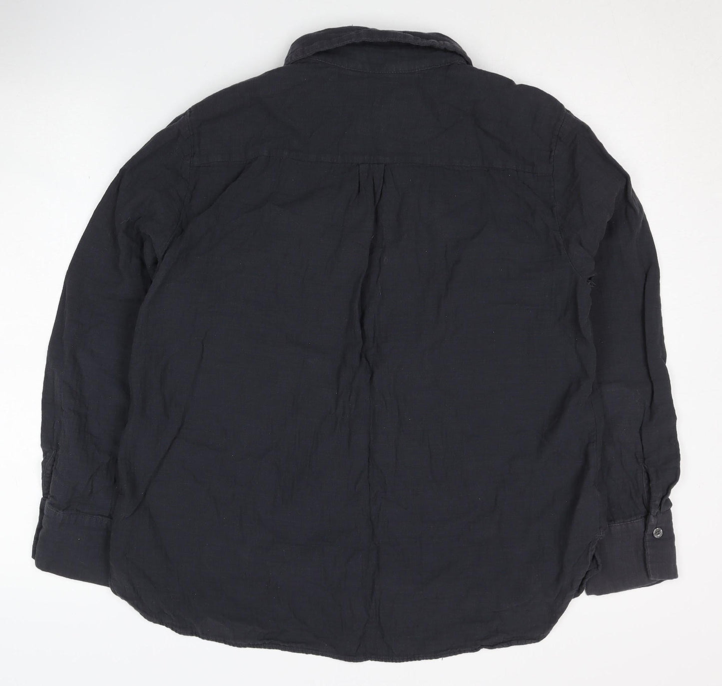 Zara Women's L Black Button-Up Cotton Shirt