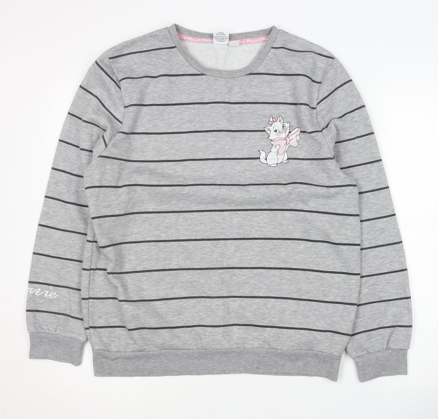 Disney Women's Grey Striped Pullover Sweatshirt M