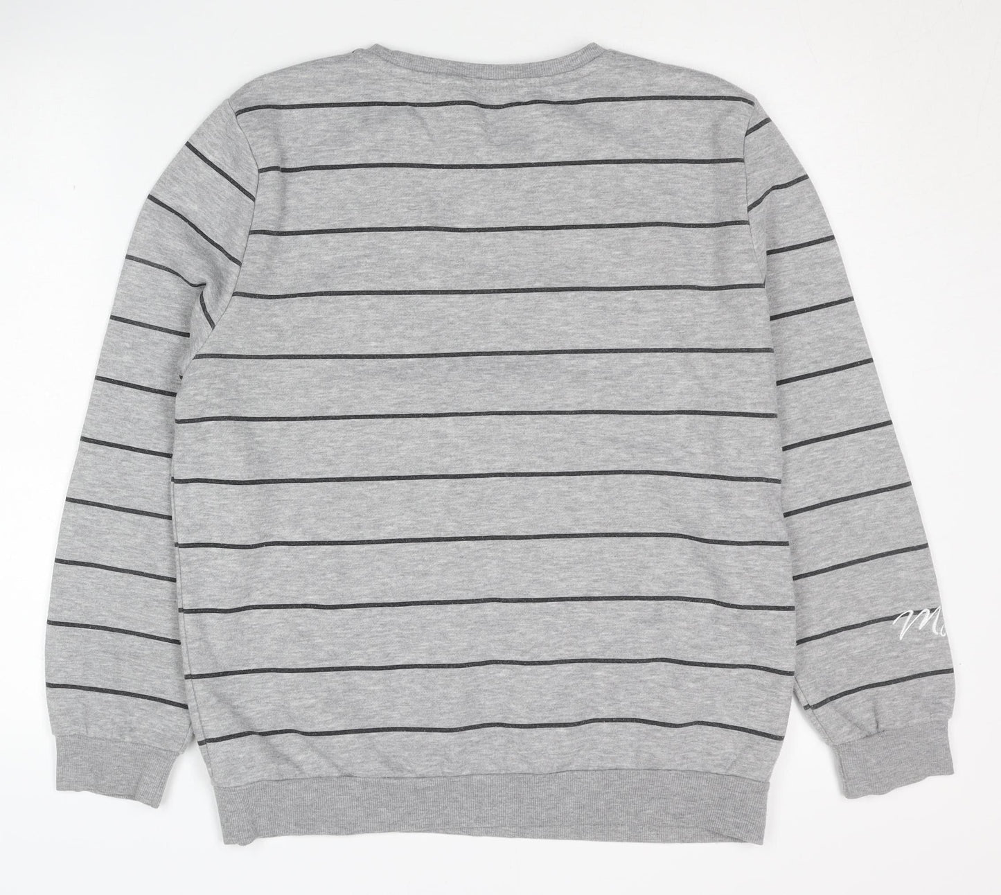 Disney Women's Grey Striped Pullover Sweatshirt M