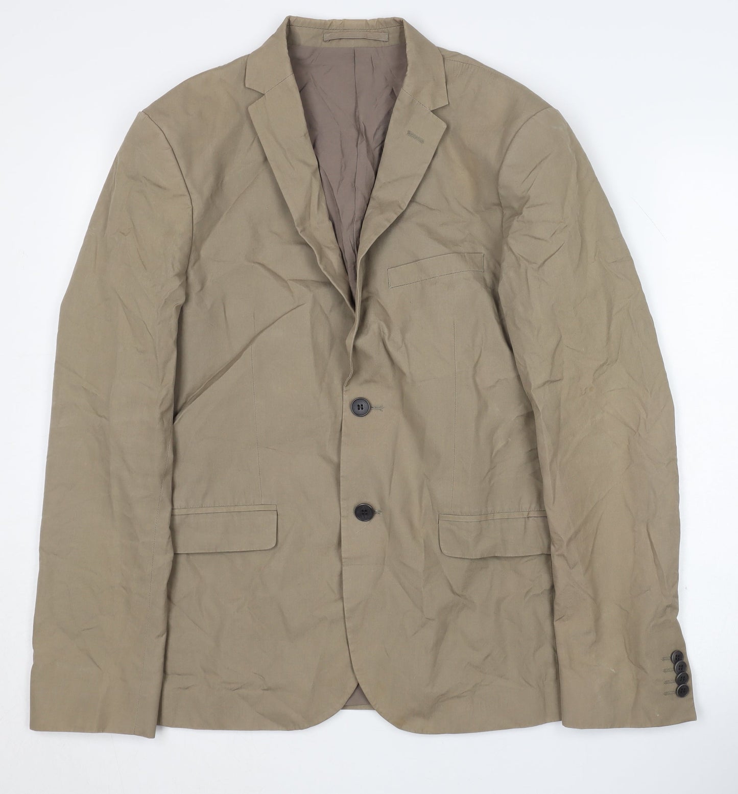 H&M Men's Beige Blazer Jacket EU 38 Single-Breasted
