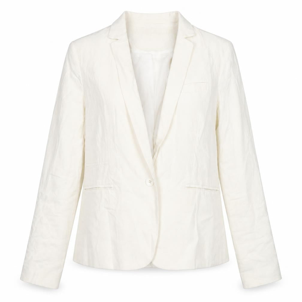 Front view of ASOS Women's Ivory Blazer, size 12, Relaxed Fit Elegant