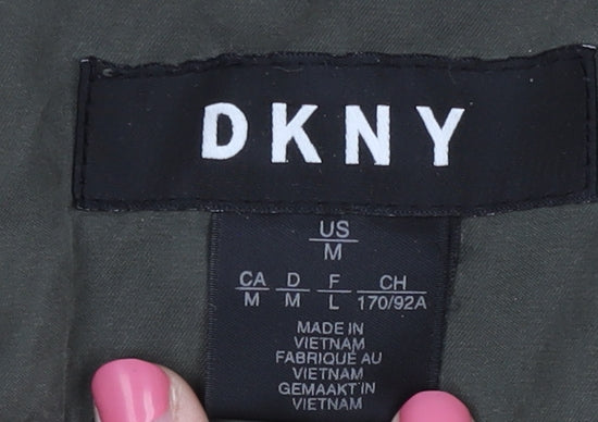 DKNY Women's Green Parka with Faux Fur, Size M