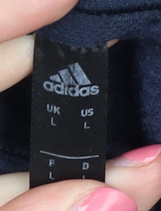 Adidas Men's Blue Full Zip Hoodie - L