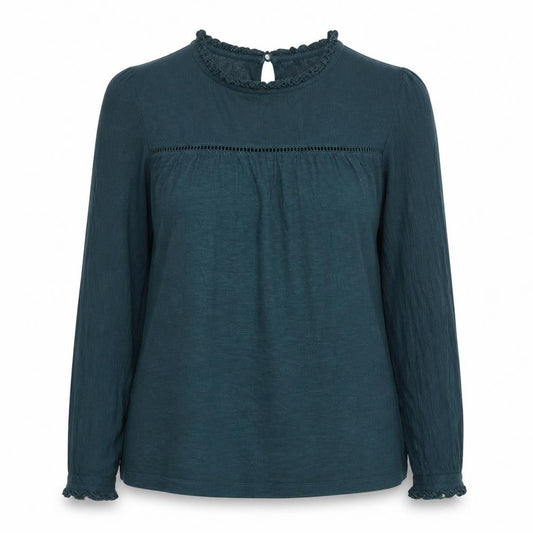 Womens UK Size 6 Fat Face Green Cotton Blend Blouse