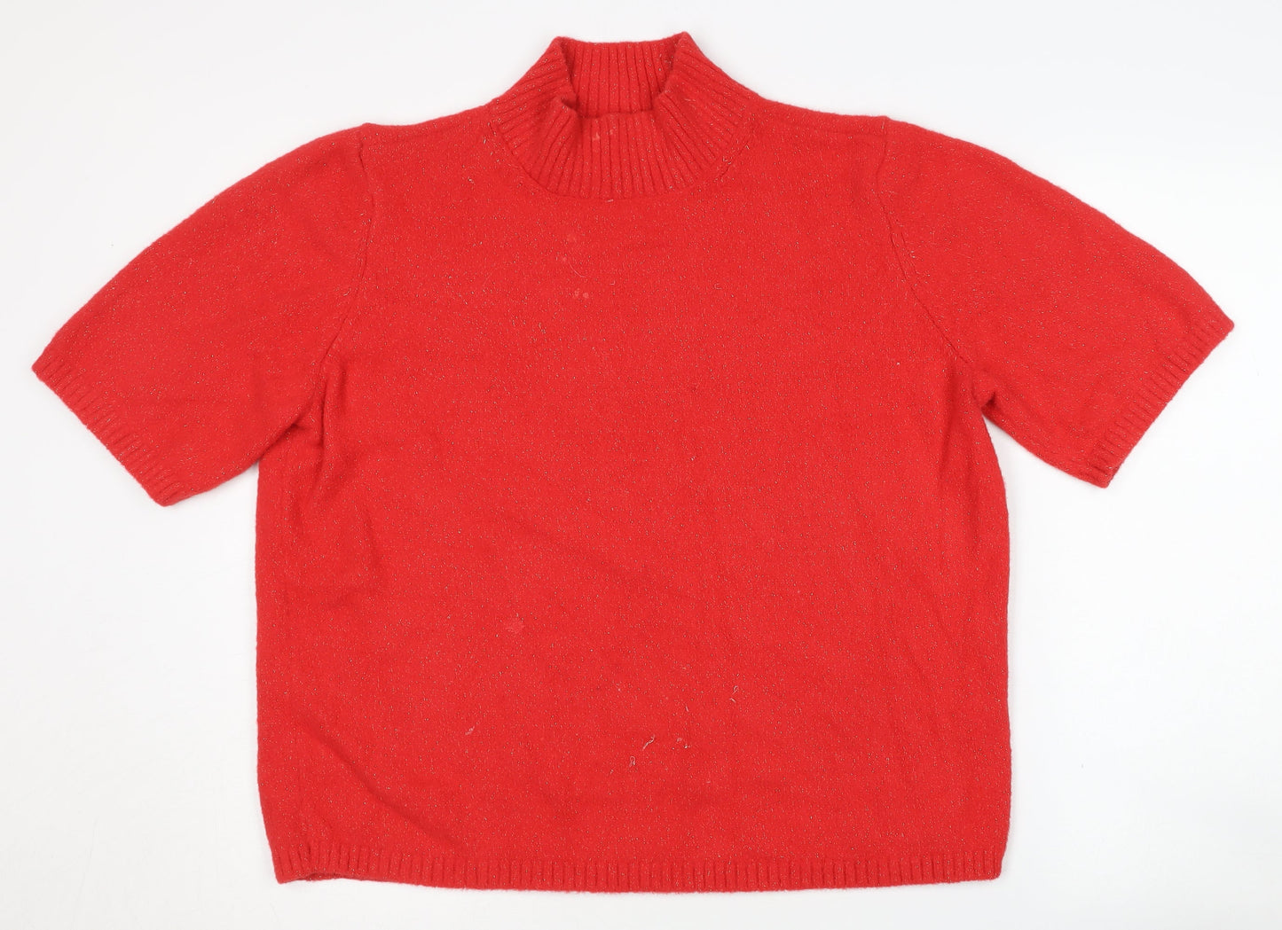 Marks and Spencer Women's Red Mock Neck Jumper Large
