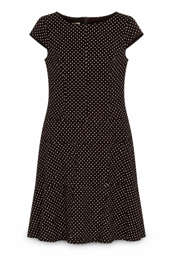 Anne Klein Women's Black Polka Dot Fit & Flare Dress Size 10